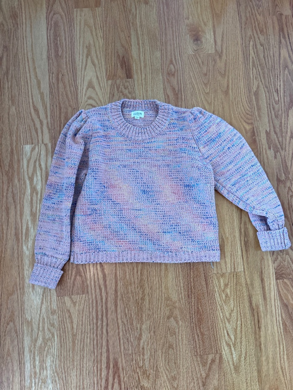 Crewneck Puff Sleeve Pink Sweater